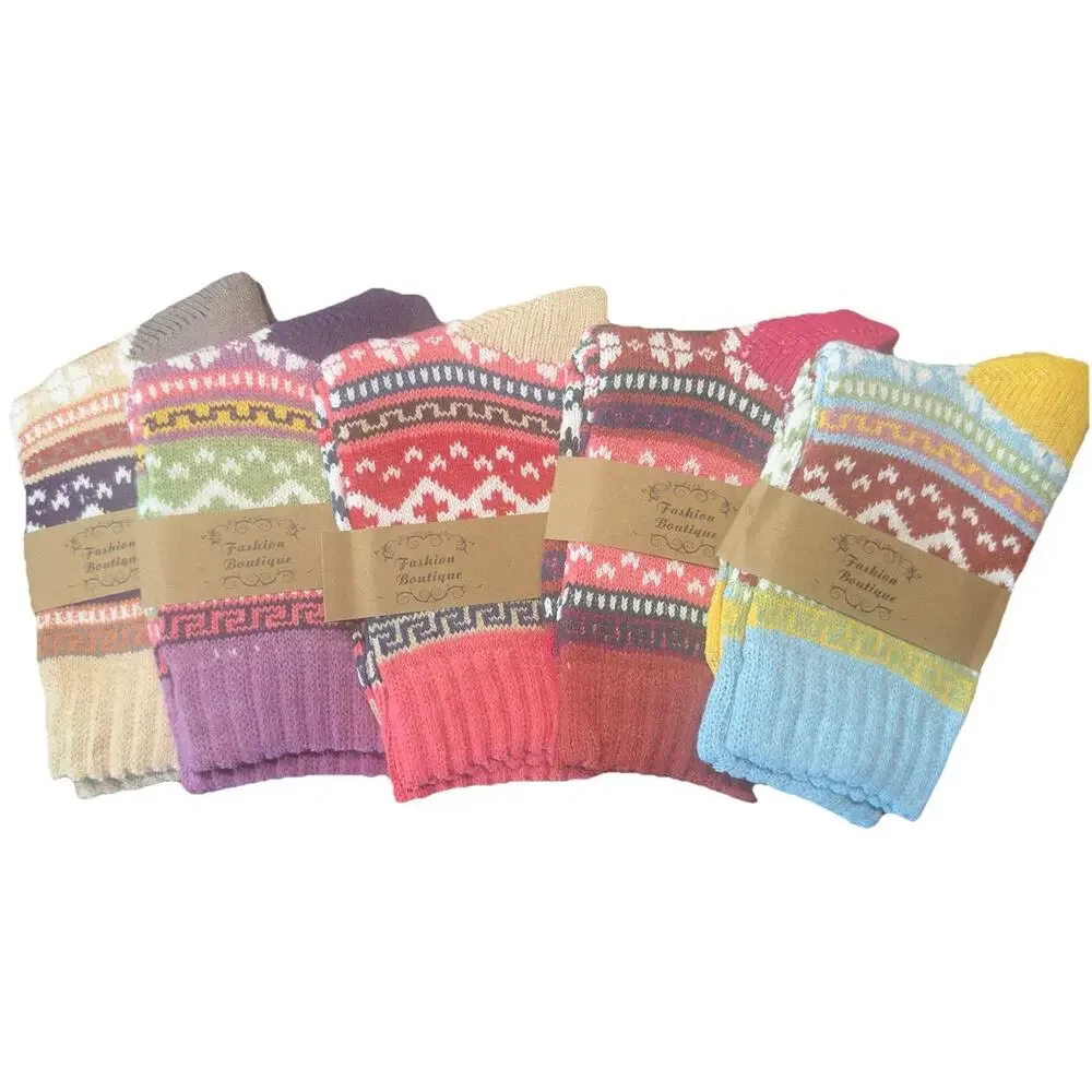Wool Blend Crew Socks Women 5 Pack Warm Boot Hiking Cozy